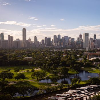 An aerial view of the Makati city - modern financial, business district of Metro Manila, Philippines