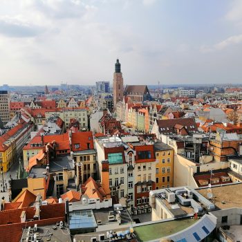 A beautiful aerial shot of Wroclaw city, Poland under the cloudy sky
